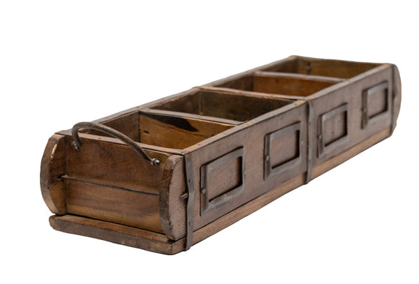 Vintage Rustic Wooden Double Brick Mould Display Shelf Storage Crate Planter