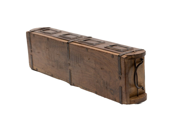 Vintage Rustic Wooden Double Brick Mould Display Shelf Storage Crate Planter