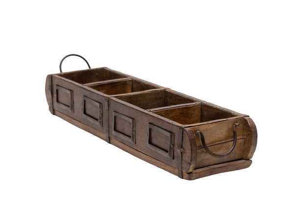 Vintage Rustic Wooden Double Brick Mould Display Shelf Storage Crate Planter