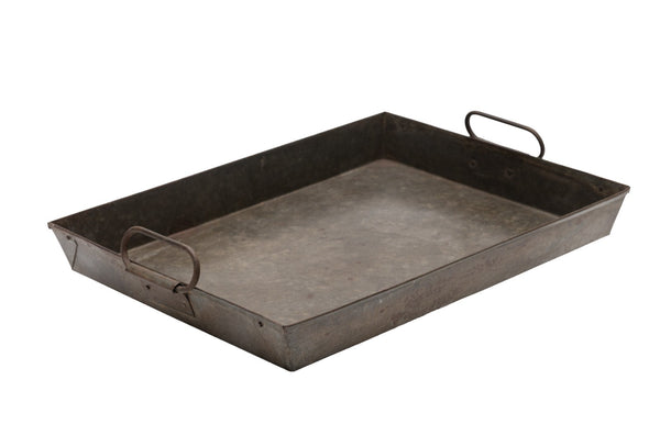 Large Vintage Rustic Reclaimed Rectangular Metal Serving Drinks Potting Tray
