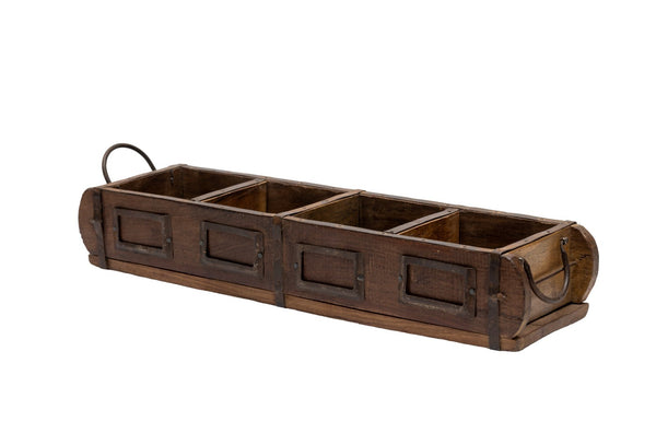 Vintage Rustic Wooden Double Brick Mould Display Shelf Storage Crate Planter