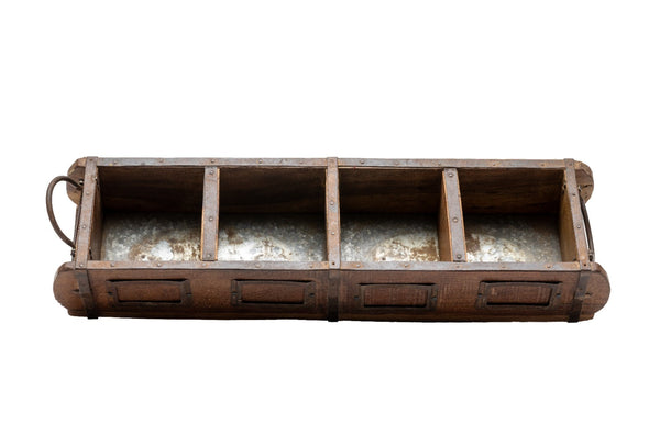 Vintage Rustic Wooden Double Brick Mould Display Shelf Storage Crate Planter