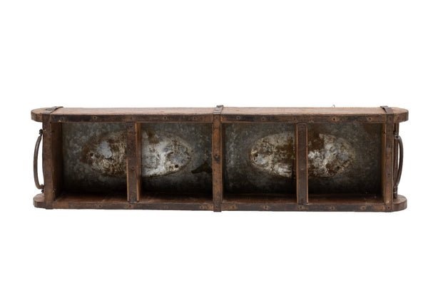 Vintage Rustic Wooden Double Brick Mould Display Shelf Storage Crate Planter