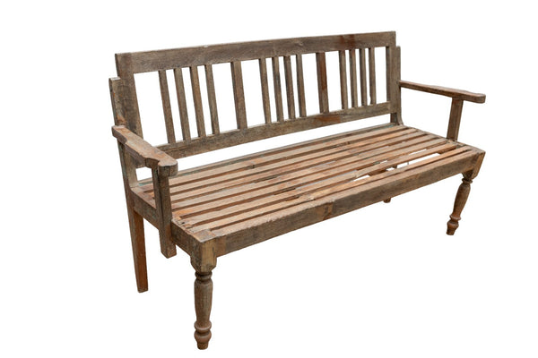 Vintage Rustic Indian Colonial Solid Wooden Bench seat