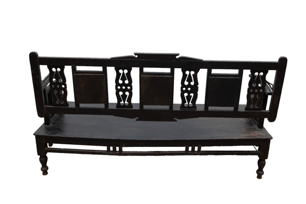 Vintage Rustic Indian Colonial Solid Wooden Reversible Bench Seat Day Bed