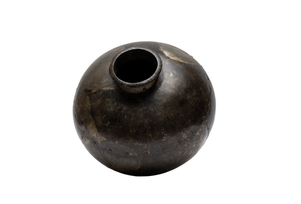 Rustic Reclaimed Indian Riveted Metal Water Carrier Lota Vase