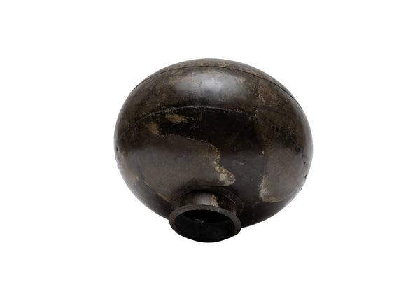 Rustic Reclaimed Indian Riveted Metal Water Carrier Lota Vase