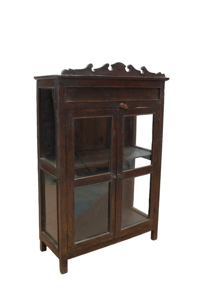 Vintage Indian Colonial Wooden Glazed  Display Drinks Cabinet Cupboard