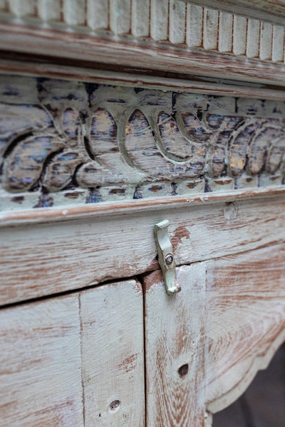 Vintage Reclaimed Hand Carved Indian Wooden Display Drinks Cabinet Cupboard