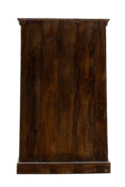 Vintage Reclaimed Hand Carved Indian Wooden Display Drinks Cabinet Cupboard