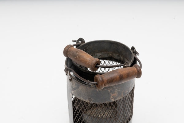 Set 2 Vintage Rustic Metal Mesh Basket Pot Utensil Pen Candle Holder Lantern