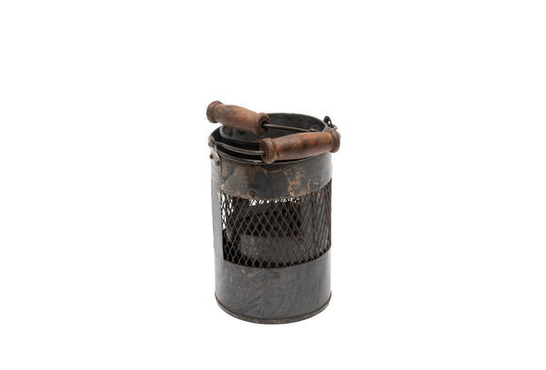 Set 2 Vintage Rustic Metal Mesh Basket Pot Utensil Pen Candle Holder Lantern