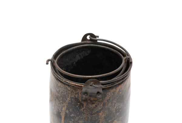 Set of 2 Vintage Ructic Reclaimed Metal Utensil Stationary Pot Herb Planter