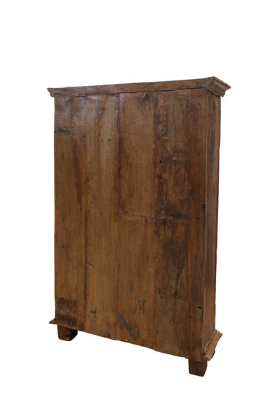 Vintage Indian Colonial Wooden Glazed Teak Display Drinks Cabinet Cupboard