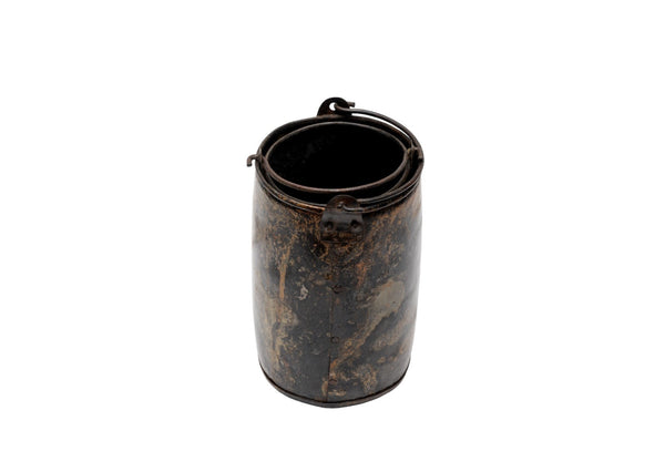 Set of 2 Vintage Ructic Reclaimed Metal Utensil Stationary Pot Herb Planter