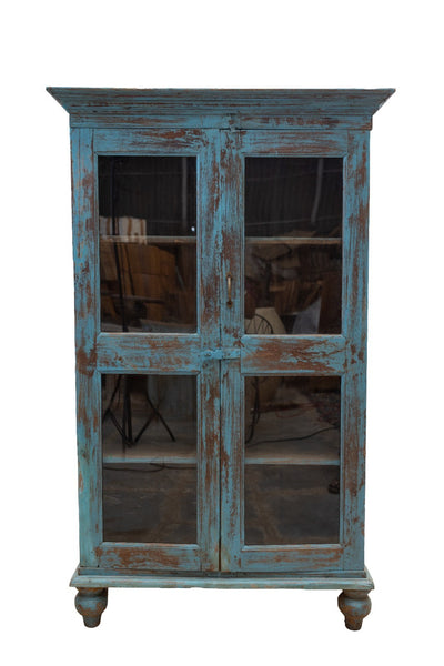 Vintage Reclaimed Indian Freestanding Kitchen Drinks Display Cabinet Cupboard