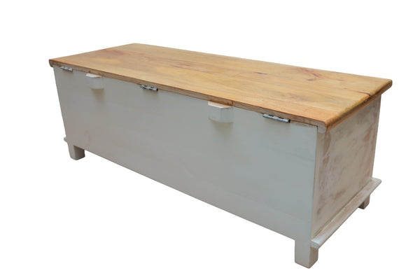 Indian Reclaimed Hand Carved Mango Wood Ottoman Chest Blanket Box