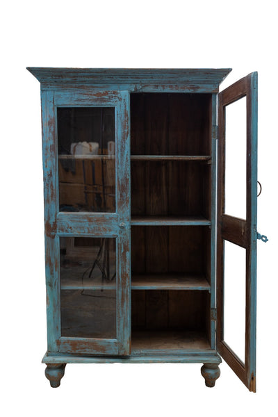 Vintage Reclaimed Indian Freestanding Kitchen Drinks Display Cabinet Cupboard