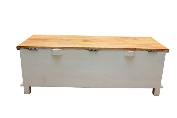 Indian Reclaimed Hand Carved Mango Wood Ottoman Chest Blanket Box