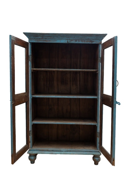 Vintage Reclaimed Indian Freestanding Kitchen Drinks Display Cabinet Cupboard