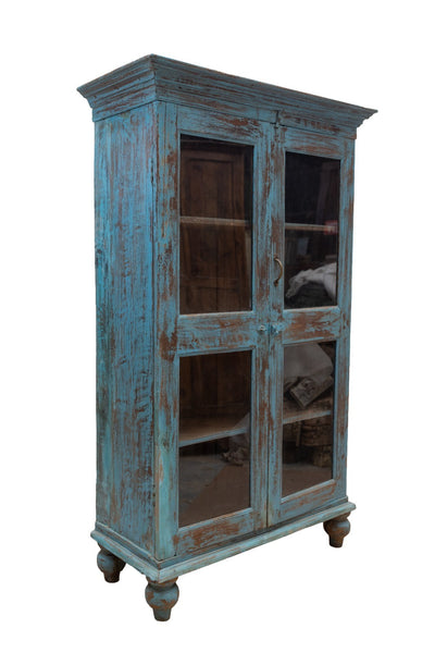 Vintage Reclaimed Indian Freestanding Kitchen Drinks Display Cabinet Cupboard