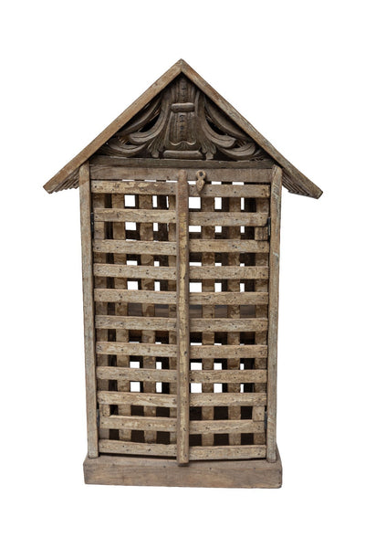 Vintage Rustic Indian Unique Hardwood Wooden Drinks Display Cage Cabinet