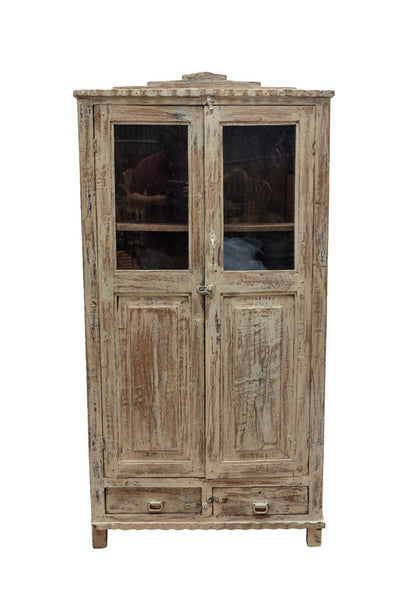 Vintage Reclaimed Indian Freestanding Kitchen Cabinet Shelving Drawers Cupboard