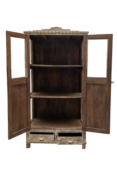 Vintage Reclaimed Indian Freestanding Kitchen Cabinet Shelving Drawers Cupboard