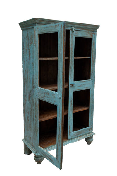 Vintage Reclaimed Indian Freestanding Kitchen Drinks Display Cabinet Cupboard