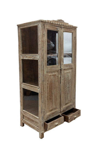 Vintage Reclaimed Indian Freestanding Kitchen Cabinet Shelving Drawers Cupboard