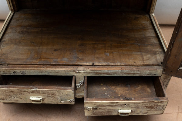 Vintage Reclaimed Indian Freestanding Kitchen Cabinet Shelving Drawers Cupboard