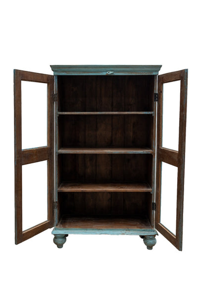 Vintage Reclaimed Indian Freestanding Kitchen Drinks Display Cabinet Cupboard