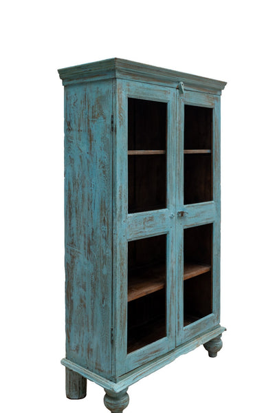 Vintage Reclaimed Indian Freestanding Kitchen Drinks Display Cabinet Cupboard
