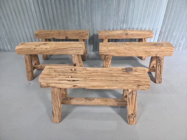 Vintage Rustic Reclaimed Chunky Solid Wooden Hardwood Stool Bench Seat 90cm