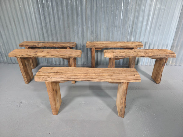 Vintage Rustic Reclaimed Chunky Solid Wooden Hardwood Stool Bench Seat 90cm