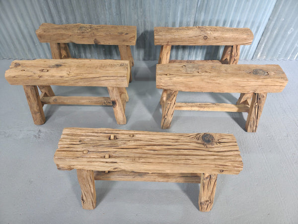 Vintage Rustic Reclaimed Chunky Solid Wooden Hardwood Stool Bench Seat 90cm