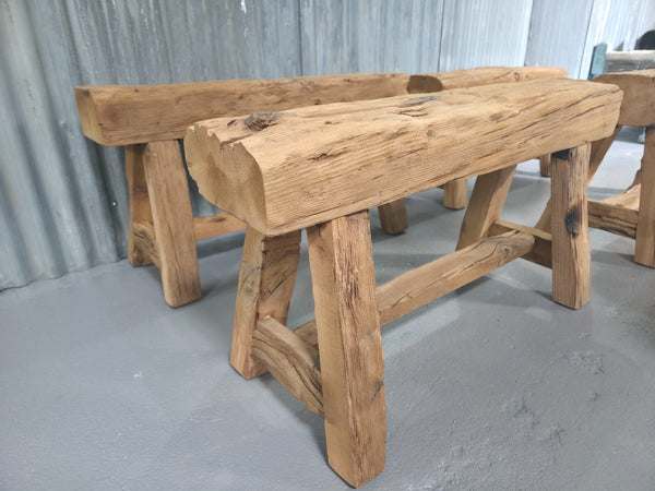 Vintage Rustic Reclaimed Chunky Solid Wooden Hardwood Stool Bench Seat 90cm