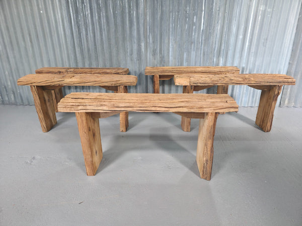 Vintage Rustic Reclaimed Chunky Solid Wooden Hardwood Stool Bench Seat 90cm