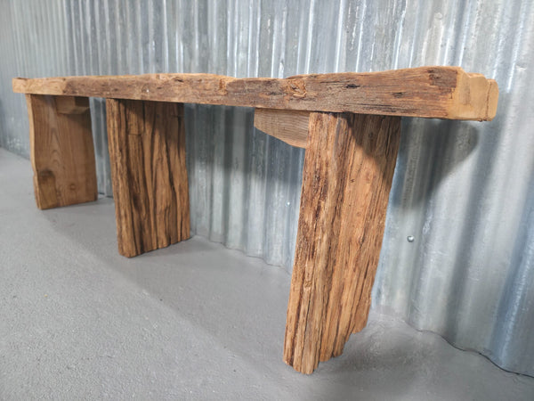 Vintage Rustic Reclaimed Chunky Solid Wooden Hardwood Stool Bench Seat 150cm