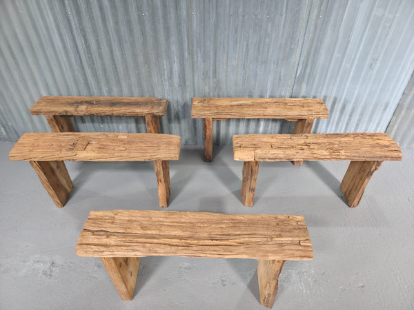 Vintage Rustic Reclaimed Chunky Solid Wooden Hardwood Stool Bench Seat 90cm