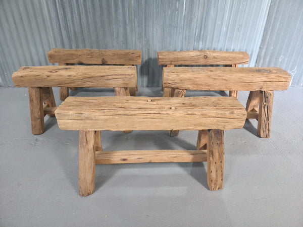 Vintage Rustic Reclaimed Chunky Solid Wooden Hardwood Stool Bench Seat 90cm
