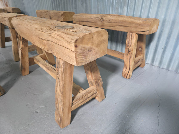 Vintage Rustic Reclaimed Chunky Solid Wooden Hardwood Stool Bench Seat 90cm