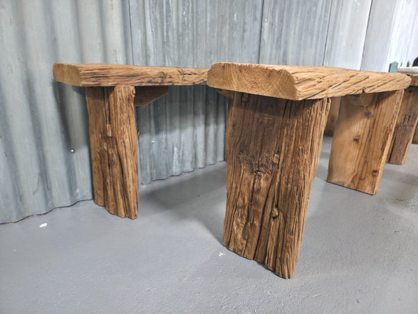 Vintage Rustic Reclaimed Chunky Solid Wooden Hardwood Stool Bench Seat 90cm