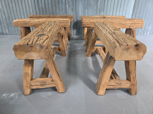 Vintage Rustic Reclaimed Chunky Solid Wooden Hardwood Stool Bench Seat 90cm
