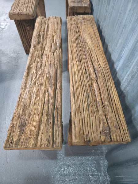 Vintage Rustic Reclaimed Chunky Solid Wooden Hardwood Stool Bench Seat 90cm