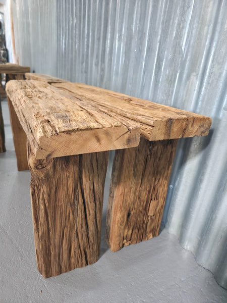 Vintage Rustic Reclaimed Chunky Solid Wooden Hardwood Stool Bench Seat 90cm
