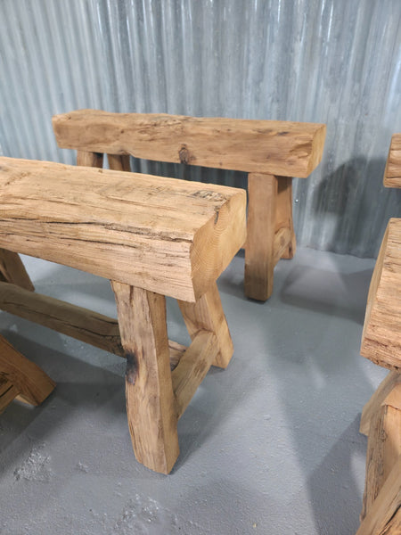 Vintage Rustic Reclaimed Chunky Solid Wooden Hardwood Stool Bench Seat 90cm