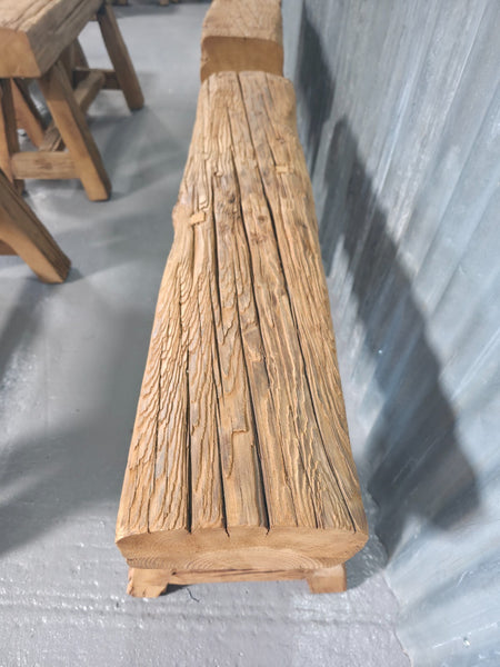 Vintage Rustic Reclaimed Chunky Solid Wooden Hardwood Stool Bench Seat 90cm