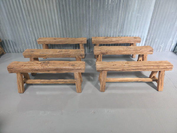 Vintage Rustic Reclaimed Chunky Solid Wooden Hardwood Stool Bench Seat 120cm