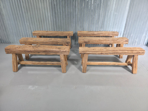 Vintage Rustic Reclaimed Chunky Solid Wooden Hardwood Stool Bench Seat 120cm